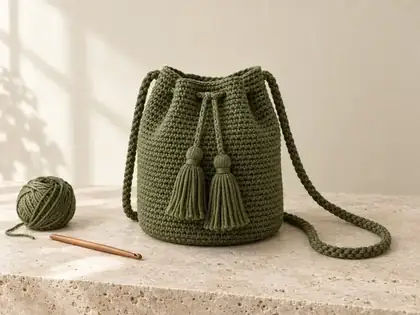 Bucket Siena con cordón y borlas