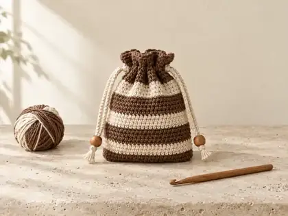 Pouch Ibiza rayado con cordón
